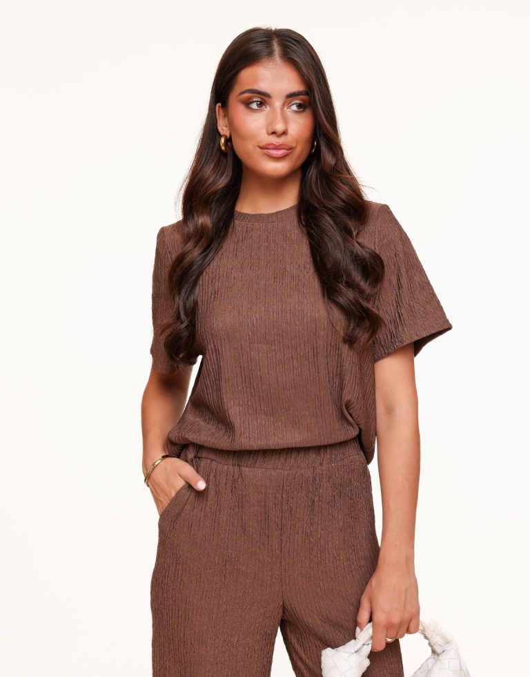 Bruine Plisse - Top | Olivia & Kate