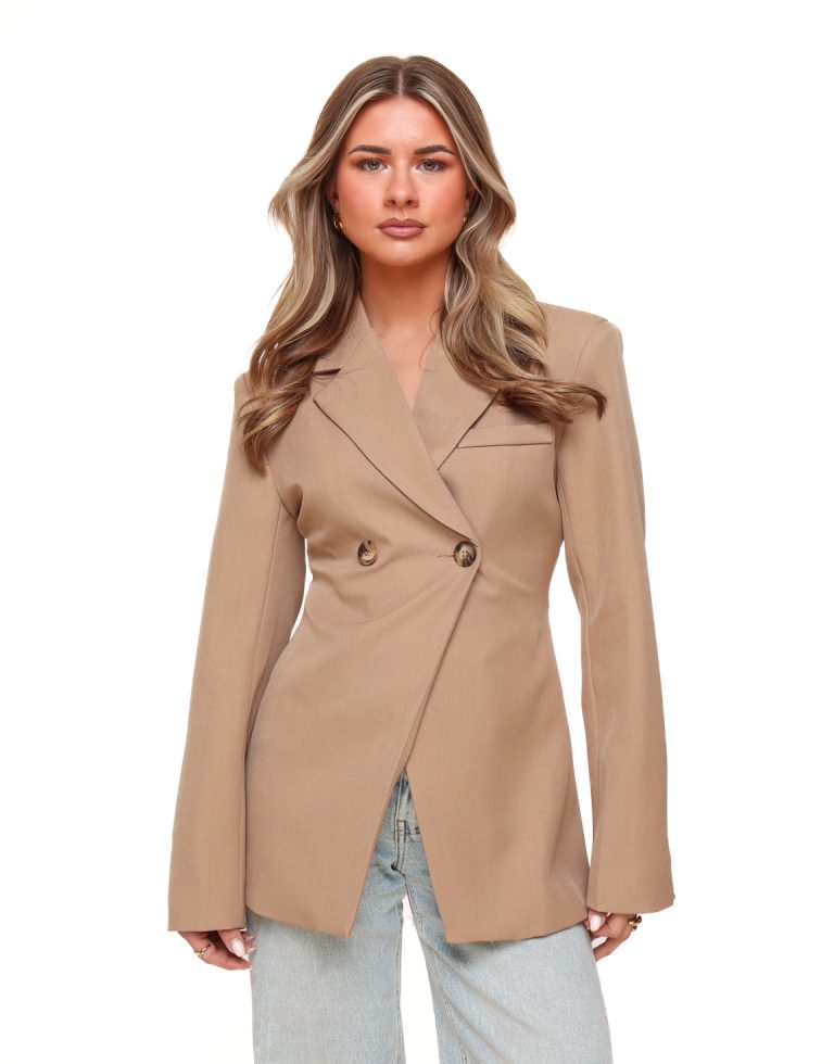 Camel Lange Classic Getailleerde - Blazer | Olivia & Kate