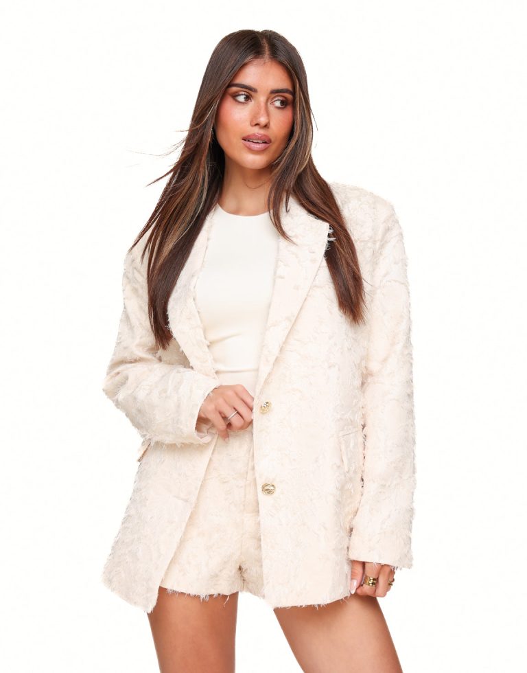 Creme Gedetailleerde Oversized - Blazer | Olivia & Kate