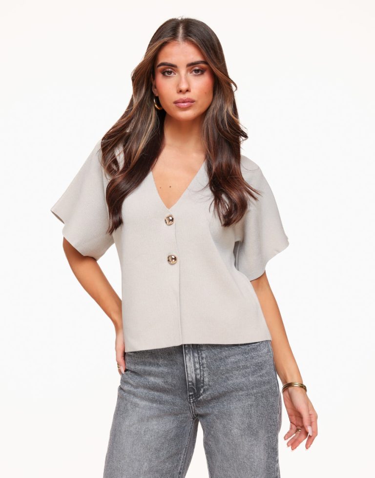 Taupe Gebreide SS - Vest | Olivia & Kate