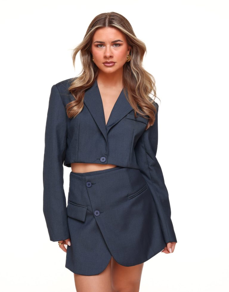 Donkerblauwe Cropped LS - Blazer | Olivia & Kate