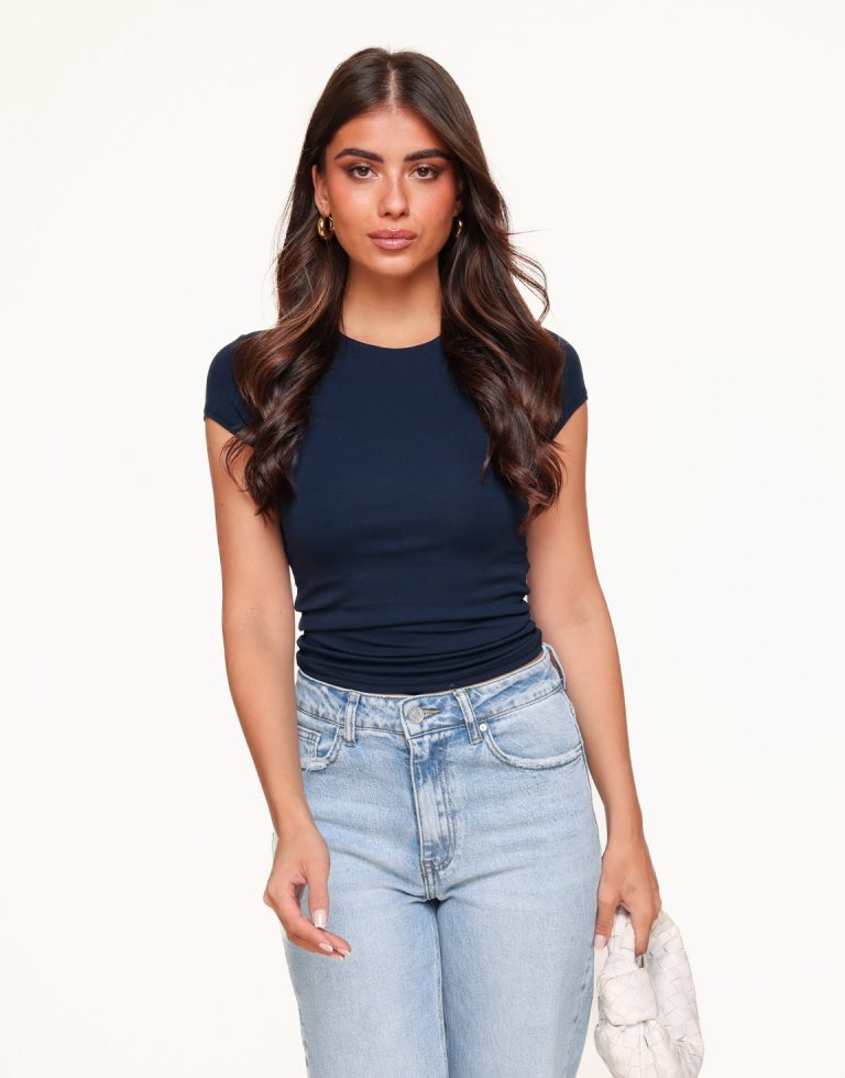 Donkerblauwe Basic SS - Top | Olivia & Kate