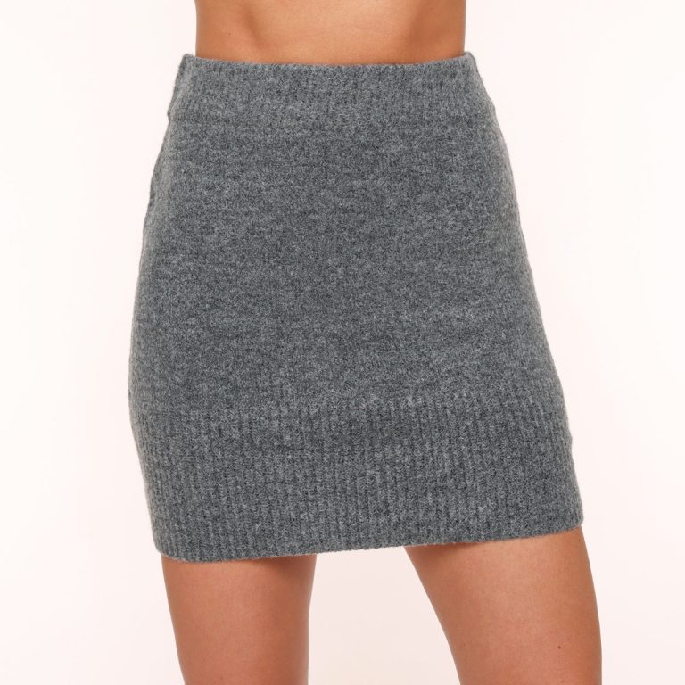 Donkergrijze Gebreide - Rok | Olivia & Kate