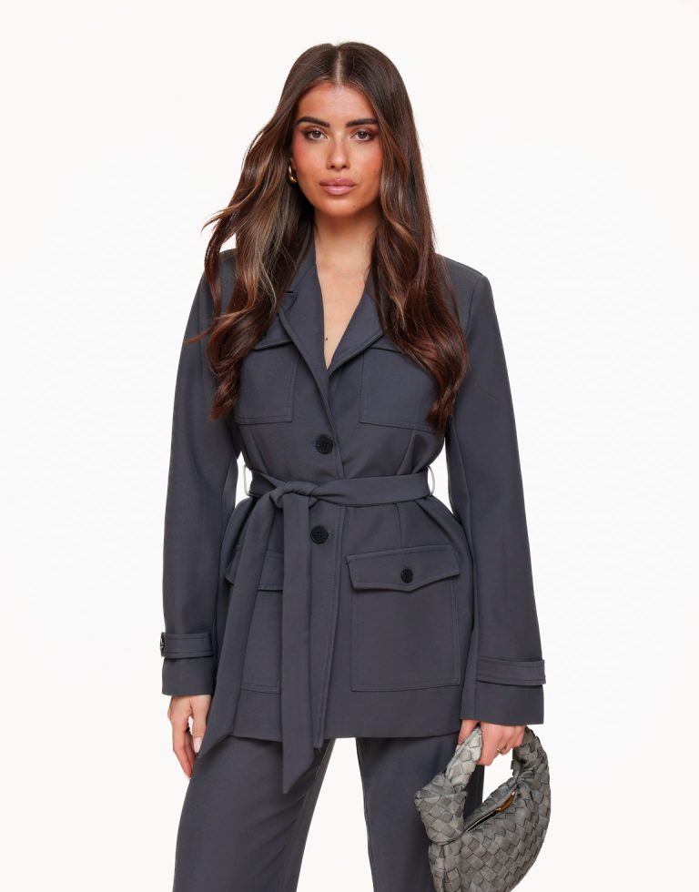 Donkergrijze Casual Wikkel - Blazer | Olivia & Kate