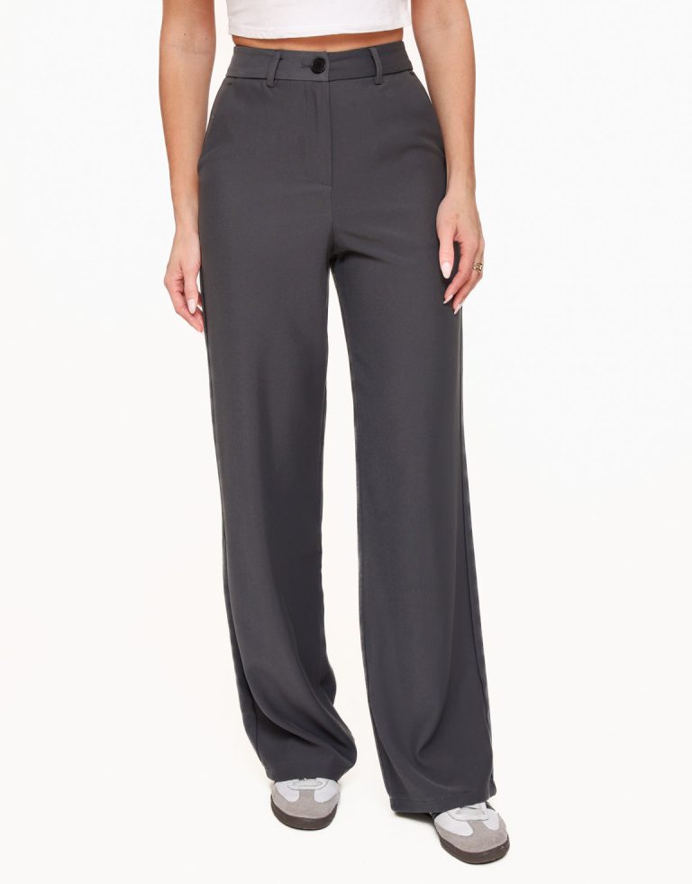 Donkergrijze Casual Lange Wijde - Broek | Olivia & Kate