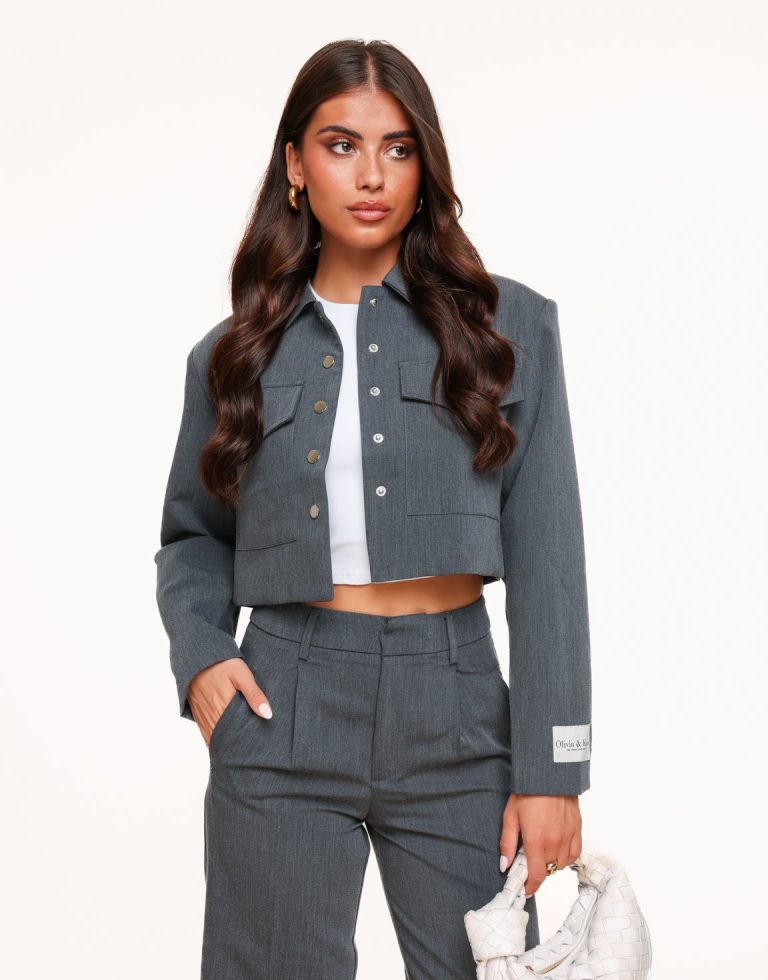 Grijze STUDIO Cropped - Jasje | Olivia & Kate