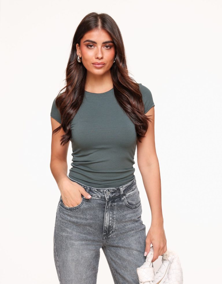 Groengrijze Basic SS - Top | Olivia & Kate