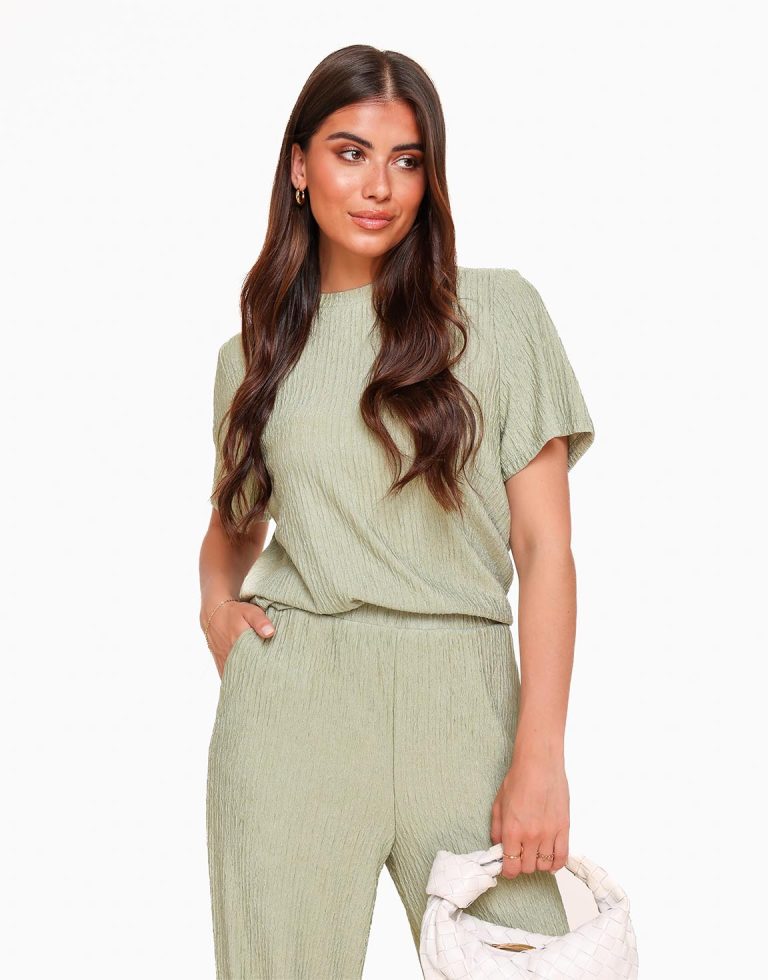 Lichte Army Groene Plisse - Top | Olivia & Kate