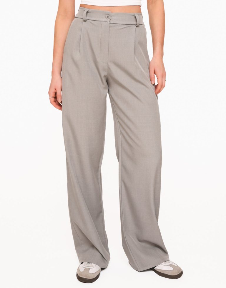 Lichtgrijze Moderne Elastiek Band - Pantalon | Olivia & Kate