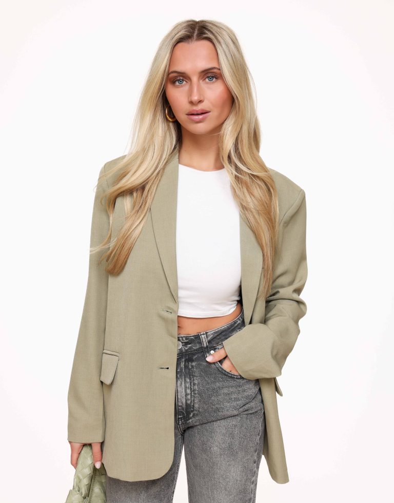 Lichtgroene Open Rug Oversized - Blazer | Olivia & Kate