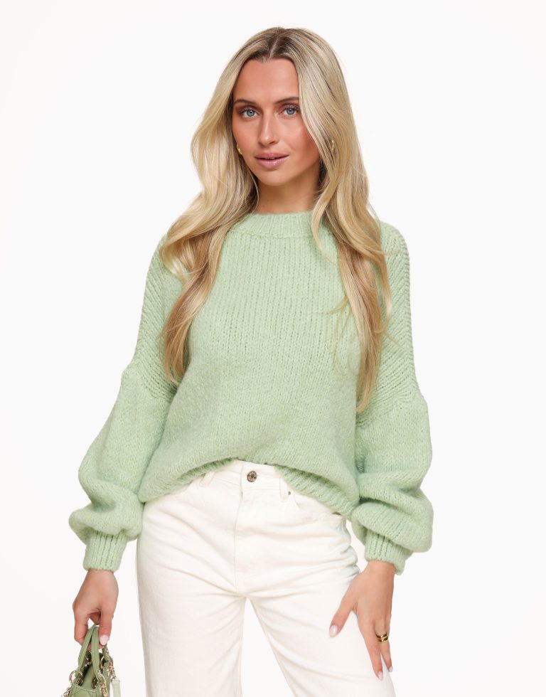 Lichtgroene Wollen Gebreide - Trui | Olivia & Kate