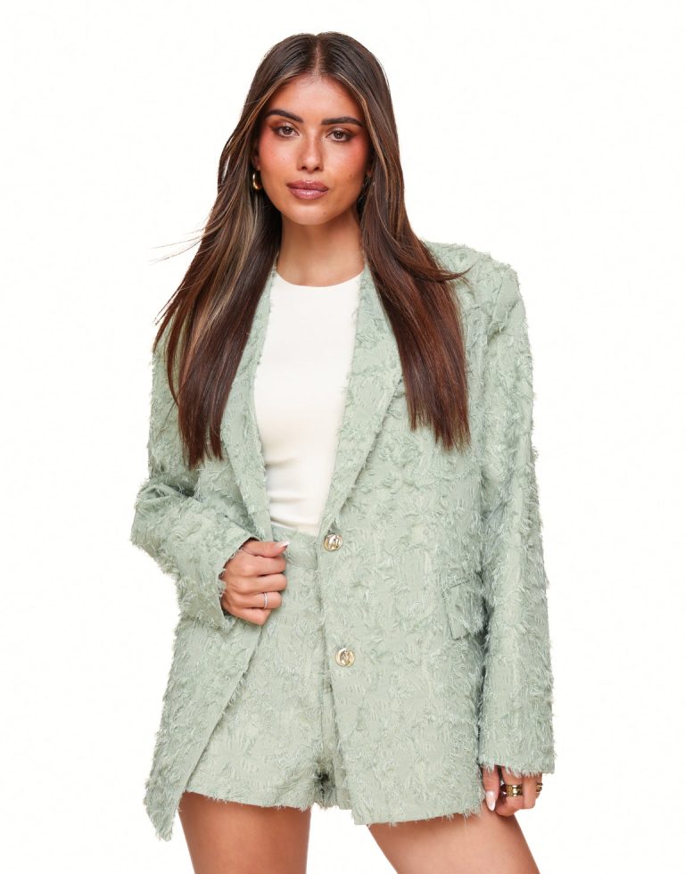 Lichtgroene Gedetailleerde Oversized - Blazer | Olivia & Kate