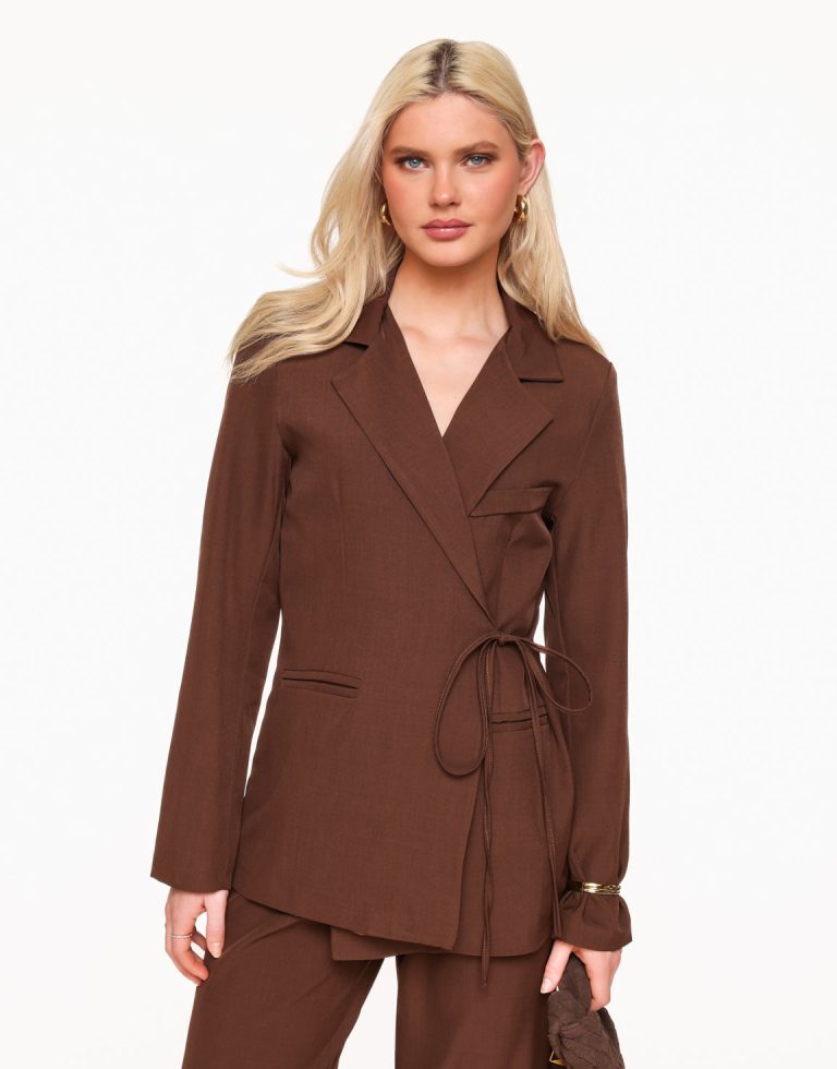 Donkerbruine Moderne Wikkel - Blazer | Olivia & Kate
