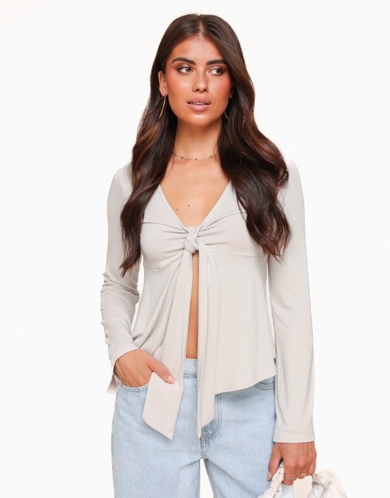 Beige Strik LS - Top | Olivia & Kate