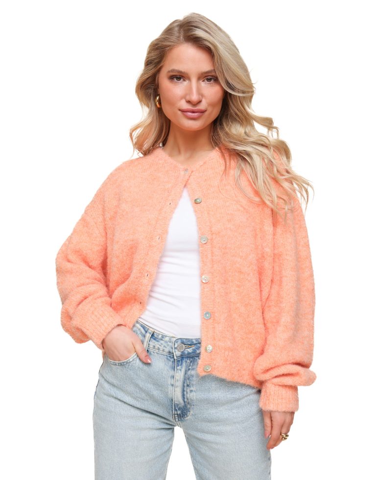 Perzik Oranje Basic Gebreide - Vest | Olivia & Kate