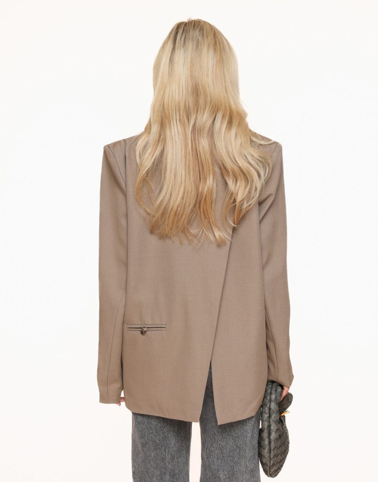 Taupe Open Rug Oversized - Blazer | Olivia & Kate