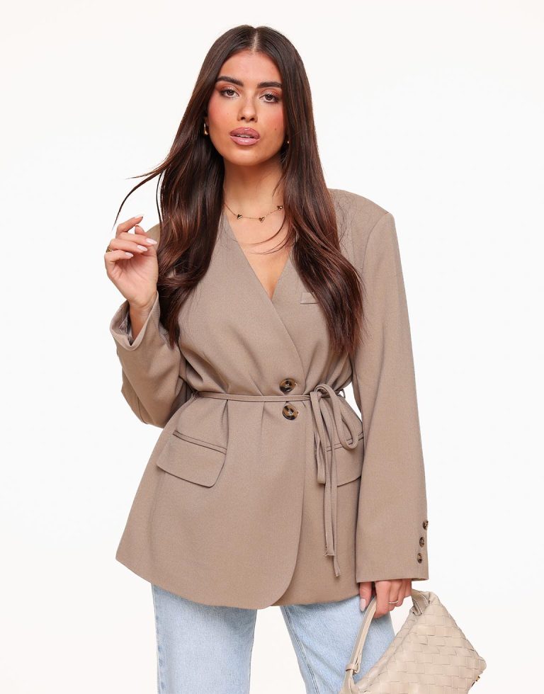 Taupe Oversized Wikkel - Blazer | Olivia & Kate