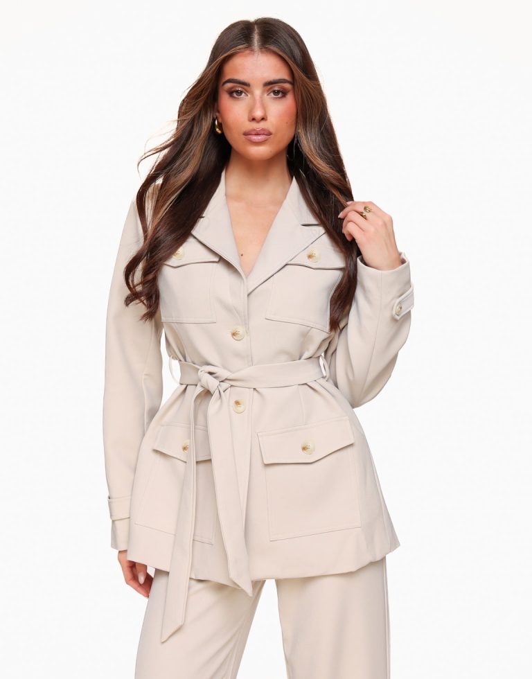 Beige Casual Wikkel - Blazer | Olivia & Kate