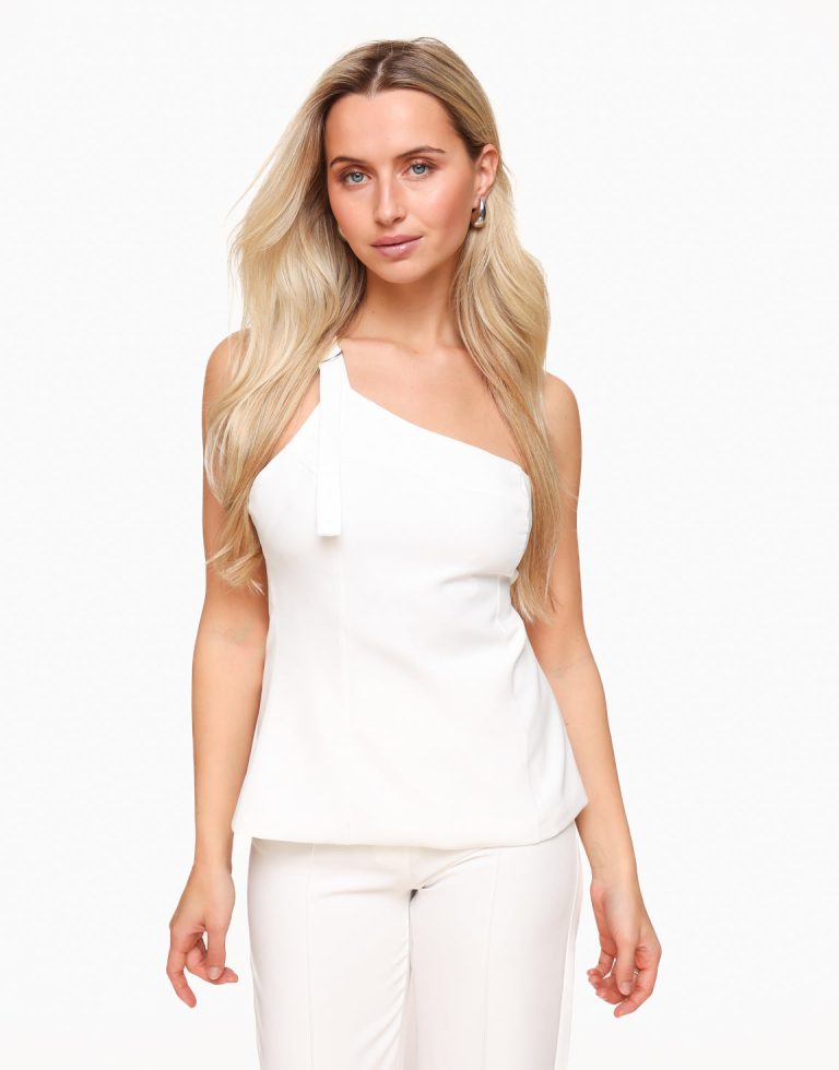 Witte Asymmetrische Open Rug - Top | Olivia & Kate