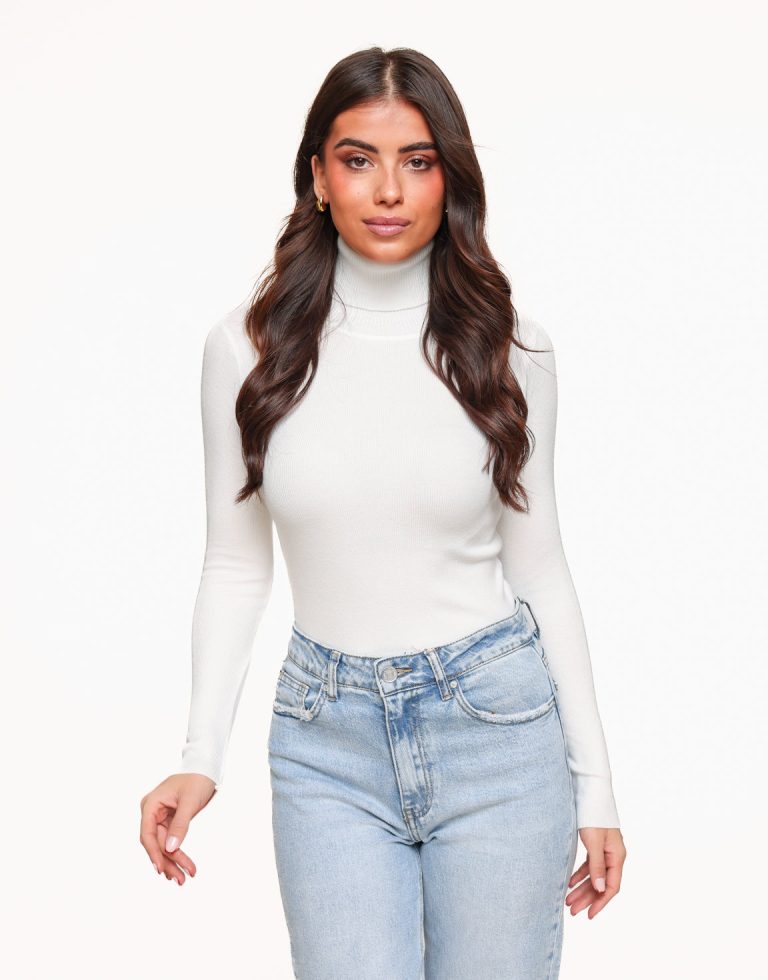 Witte Basic Col LS - Top | Olivia & Kate