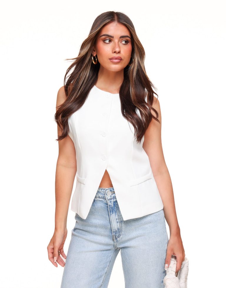 Witte Hoge Knopen - Gilet | Olivia & Kate
