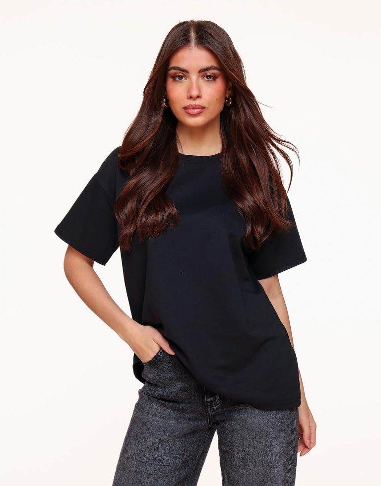 Zwarte Oversized Basic SS - T-shirt | Olivia & Kate