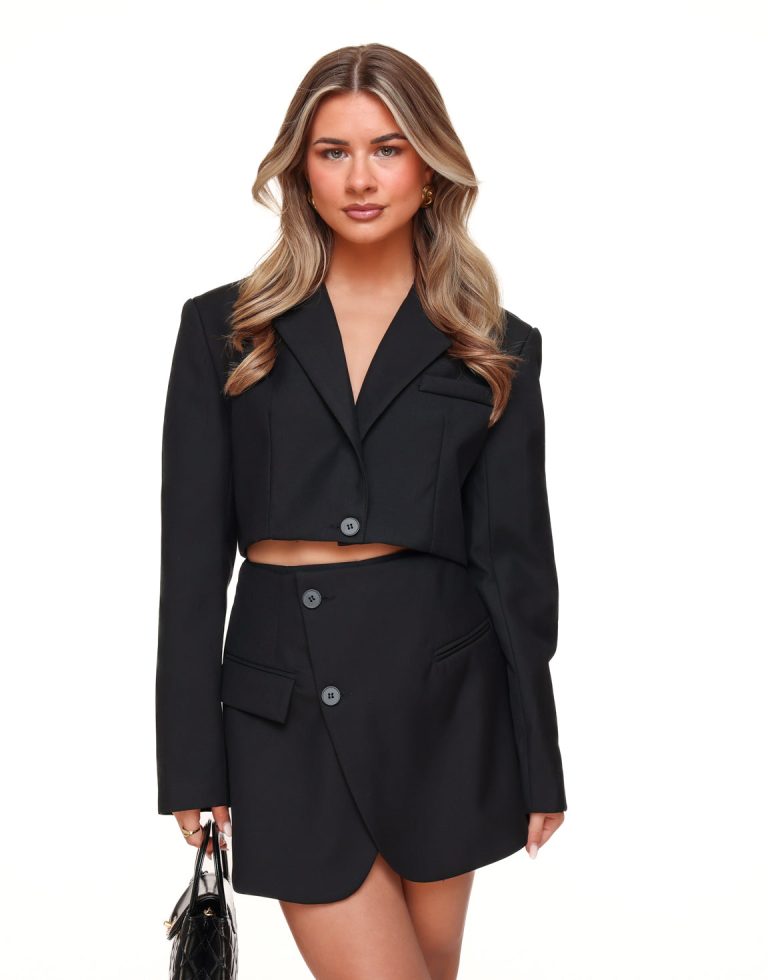 Zwarte Cropped LS - Blazer | Olivia & Kate