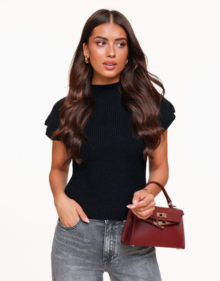 Zwarte Gebreide Stevige Spencer - Top | Olivia & Kate