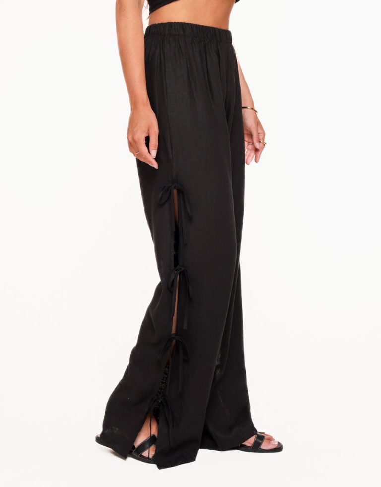 Zwarte Strikjes Linnen - Broek | Olivia & Kate