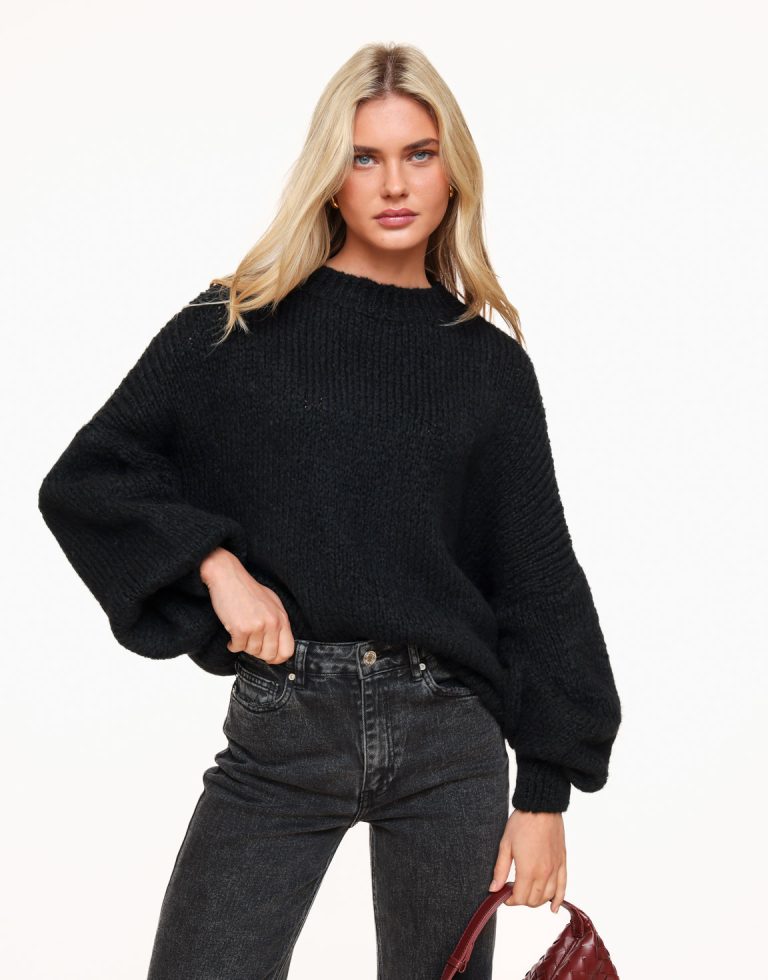 Zwarte Wollen Gebreide - Trui | Olivia & Kate