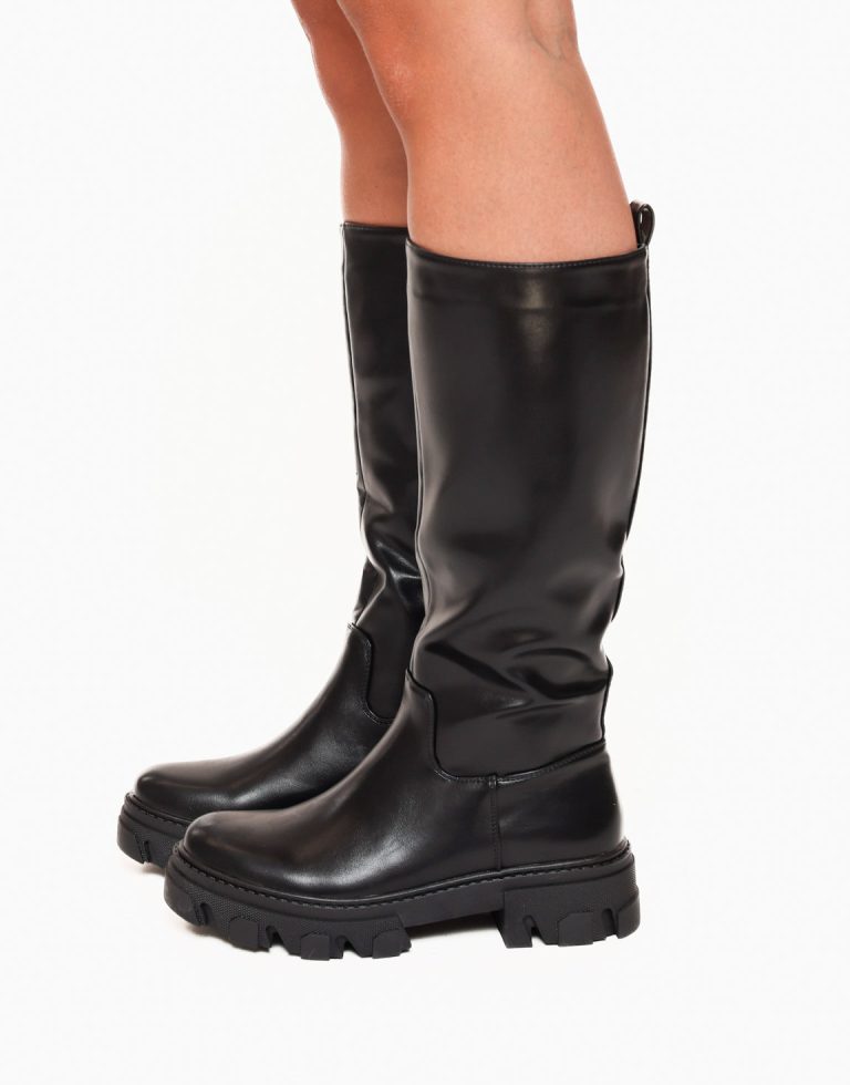 Zwarte Hoge Trackzool - Laarzen | Olivia & Kate