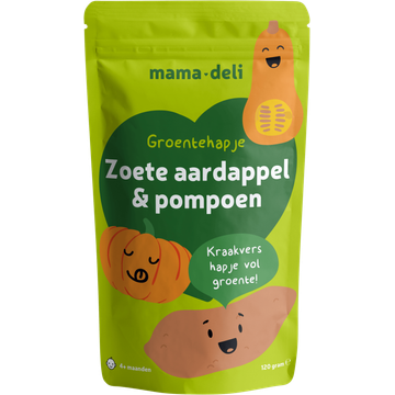 Mama Deli Groentehapje Zoete Aardappel & Pompoen 4+ Maanden 120 g bij Jumbo | Flickmyhouse