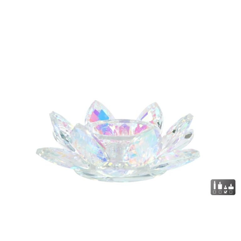 Glazen Theelichthouder Lotus Pareleffect 12x12x4 cm | Kopen bij Flickmyhouse