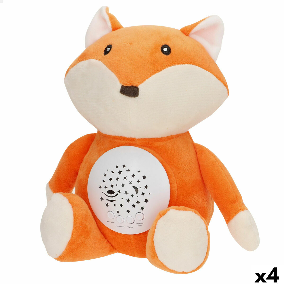 Knuffel met LED Projector Colorbaby Pluche Plastic 25 x 27 x 13 cm (4 Stuks)
