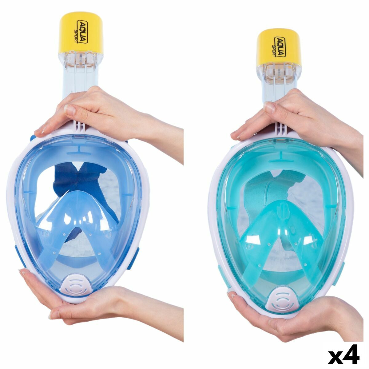 Snorkelmasker met steun voor sportcamera AquaSport Blauw Turkoois (4 Stuks)