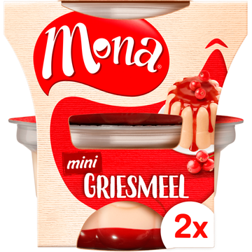 Mona Mini Griesmeel Pudding met Rode Bessensaus 2 x 135 ml bij Jumbo | Flickmyhouse