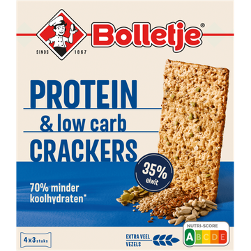 Bolletje Protein & Low Carb Crackers 4 x 3 Stuks 190 g bij Jumbo | Flickmyhouse