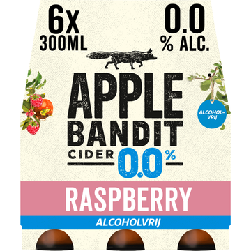 Apple Bandit Raspberry 0.0 Cider Fles 6 x 300ml bij Jumbo | Flickmyhouse