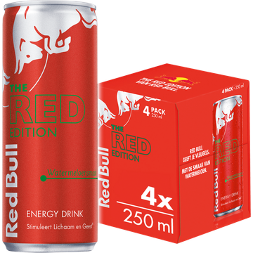 Red Bull Energy Drink Watermeloensmaak The Red Edition 4 x 250 ml bij Jumbo | Flickmyhouse