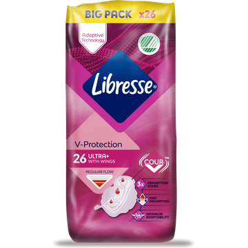 Libresse VProtection Maandverbanden Ultra+ with Wings Regular Flow Big Pack 26 Stuks bij Jumbo | Flickmyhouse