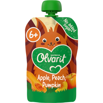 Olvarit 6M+ Knijpfruit Appel Perzik Pompoen 100g bij Jumbo | Flickmyhouse