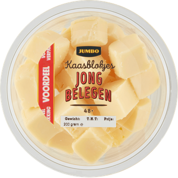 Jumbo Kaasblokjes Jong Belegen 48+ Voordeelverpakking 200 g | Flickmyhouse