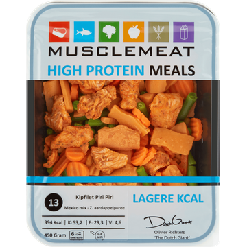 Muscle Meat High Protein Meals Kipfilet Piri Piri Mexico Mix Z. Aardappelpuree 450 g bij Jumbo | Flickmyhouse