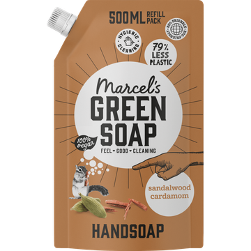 Marcel's Green Soap handzeep Sandelhout & Kardemom Navulling 500ml bij Jumbo | Flickmyhouse