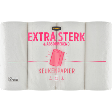 Jumbo Keukenpapier Extra Sterk & Absorberend 3 Lagen 4 Rollen | Flickmyhouse