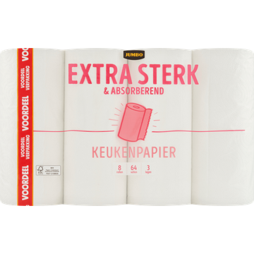 Jumbo Extra Sterk & Absorberend Keukenpapier Voordeelverpakking 3 Lagen 8 Rollen | Flickmyhouse