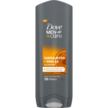 Dove Men+Care 3in1 Douchegel Sandalwood + Vanilla 250 ml bij Jumbo | Flickmyhouse