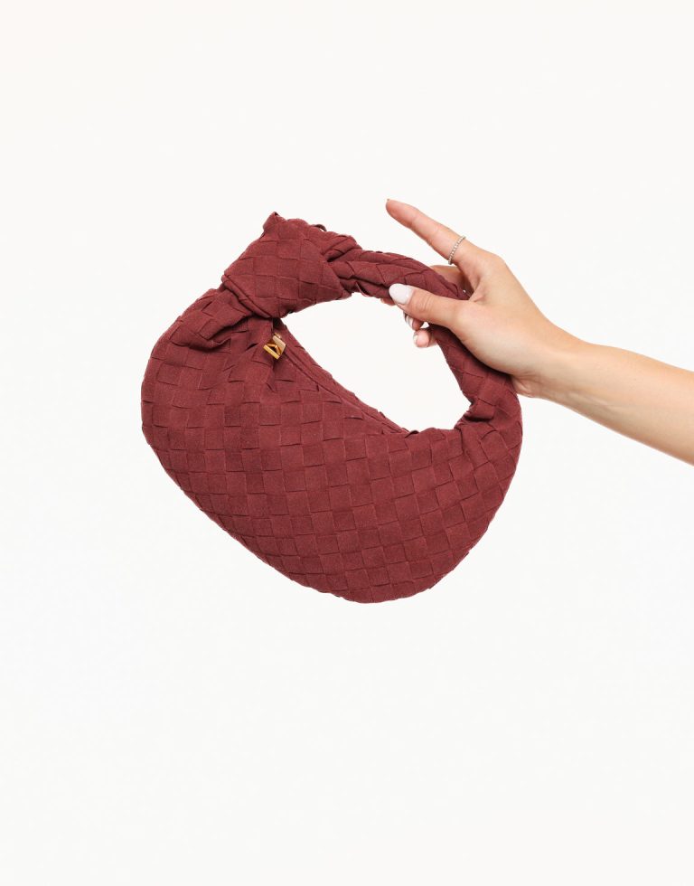 Burgundy Suede Middel Gevlochten - Tas | Olivia & Kate