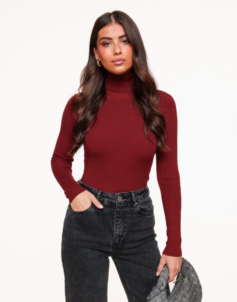 Bordeaux Basic Col LS - Top | Olivia & Kate