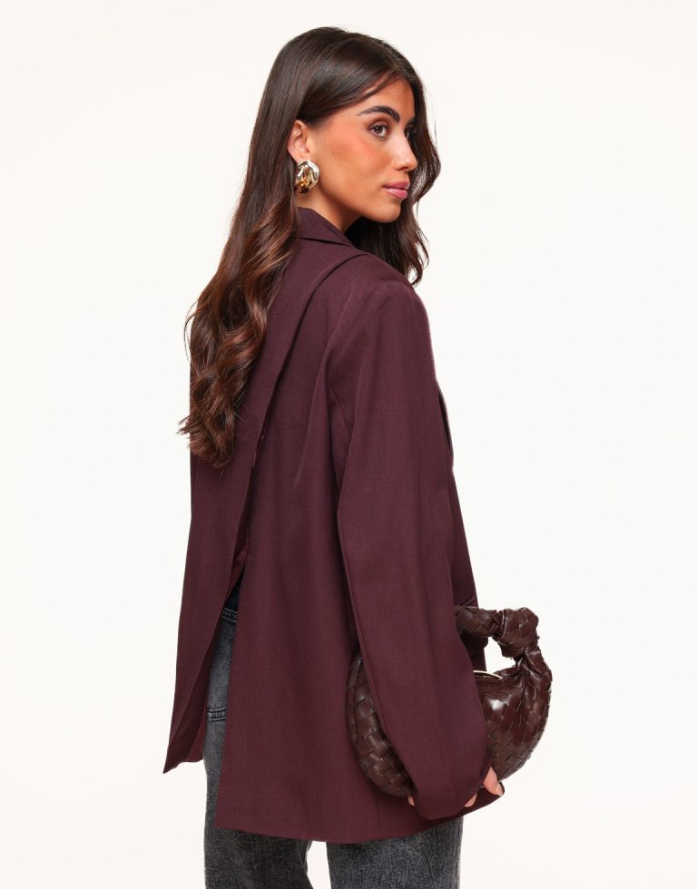 Burgundy Open Rug Oversized - Blazer | Olivia & Kate